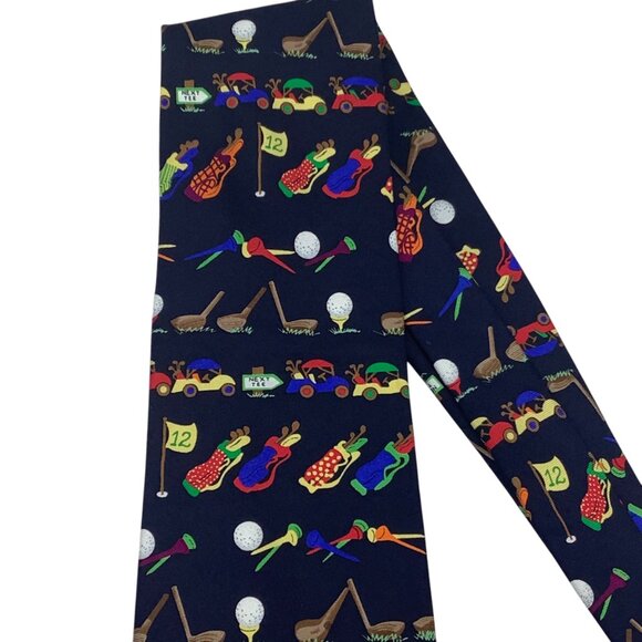 Golfing Medley By Alynn Neckwear Novelty Silk Tie Creative American Design - Picture 3 of 6